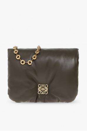 LOEWE セール★ GOYA PUFFER BAG★DARK CHOCOLATE LOEWE Puffer Goya Shoulder Bag Dark Chocolate in Shiny Nappa